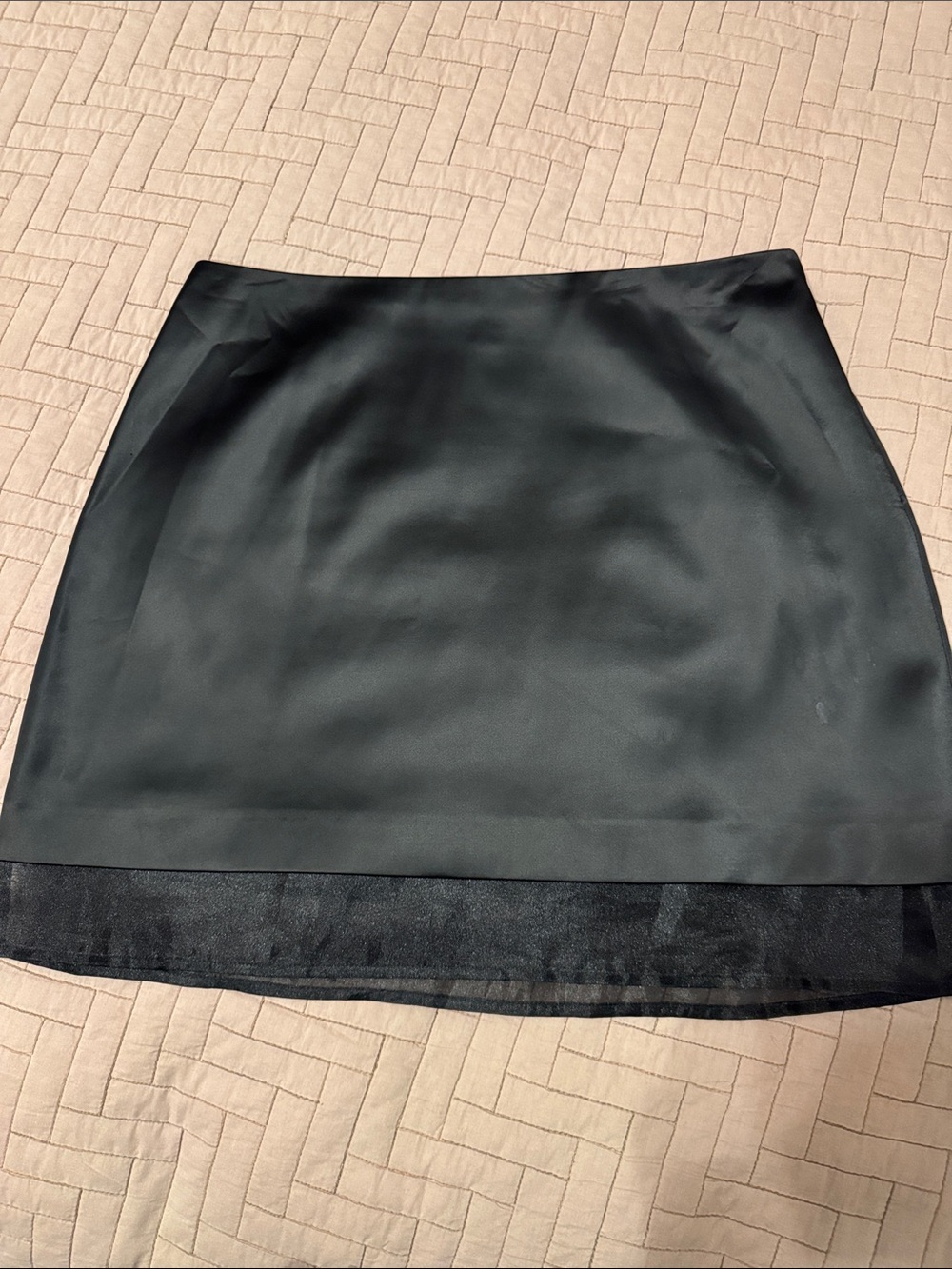 French Connection Black Mini Skirt with Sheer Hem